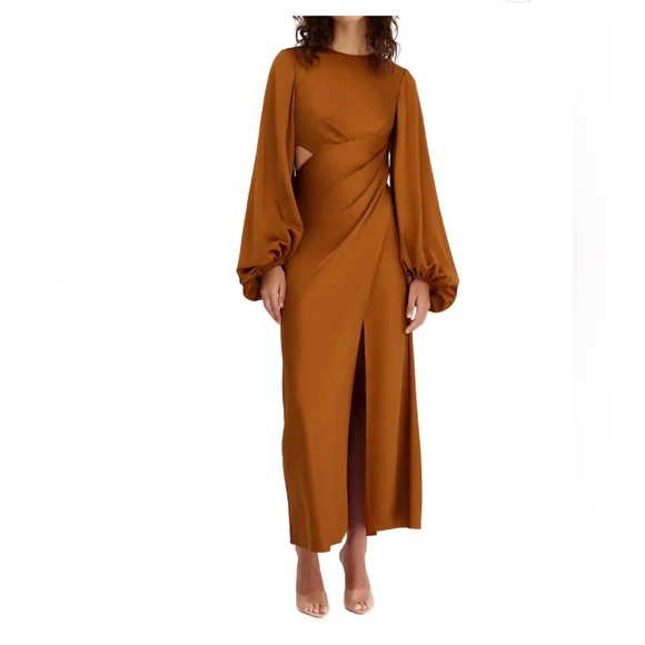 Elegant Brown Women's midi dress - Picture 3 of 3